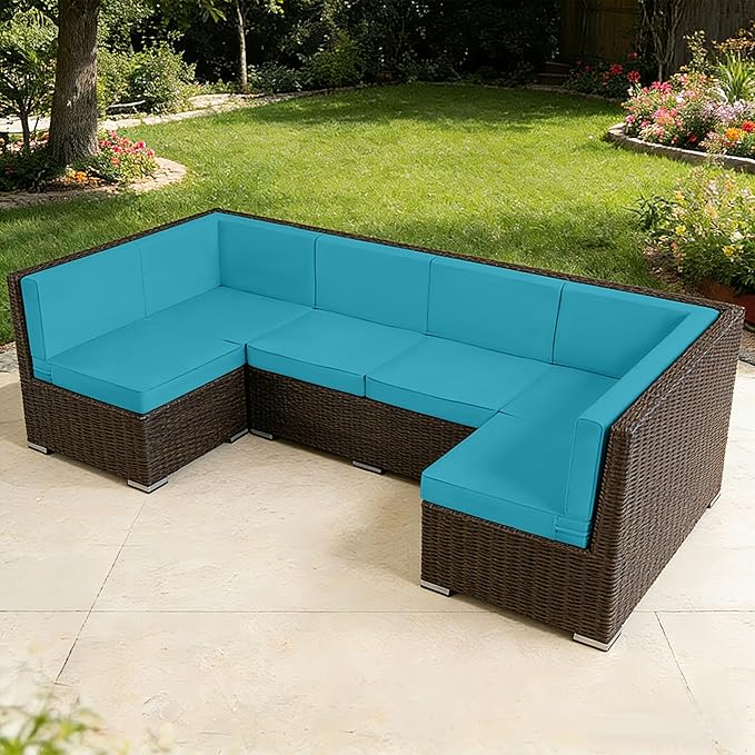 Outdoor Replacement Cushions for Patio Furniture, Splash-Resistant and Fade-Resistant 14 Pieces Outdoor Couch Cushion, 25.6x25.6x4 Inch Sofa Pad with Removable Fabric Cover