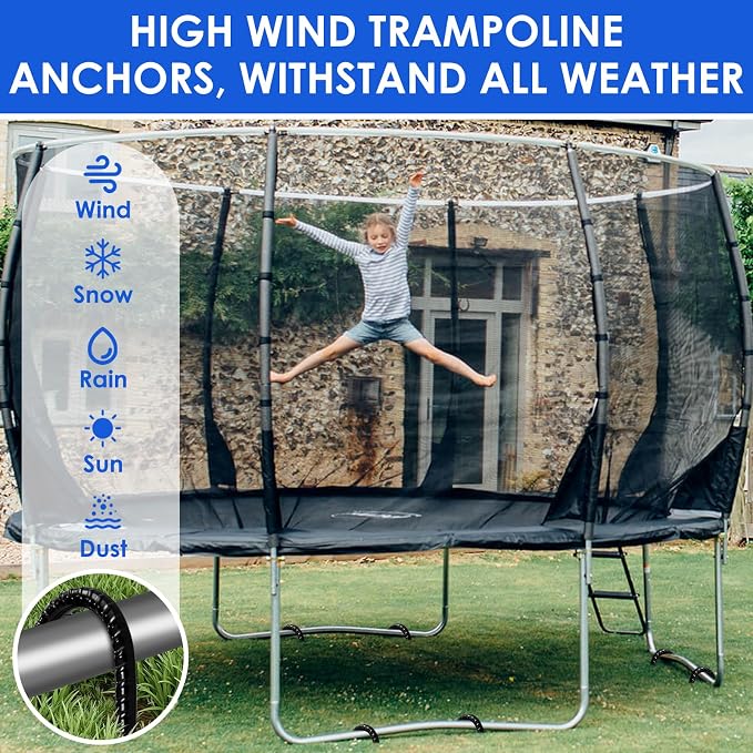 Homwin Trampoline Stakes 12 inches 10-Pack U Stake for Ground Heavy Duty Trampoline Anchors High Wind Stakes for Fence, Swing Set, Outdoor Decoration and Gazebo