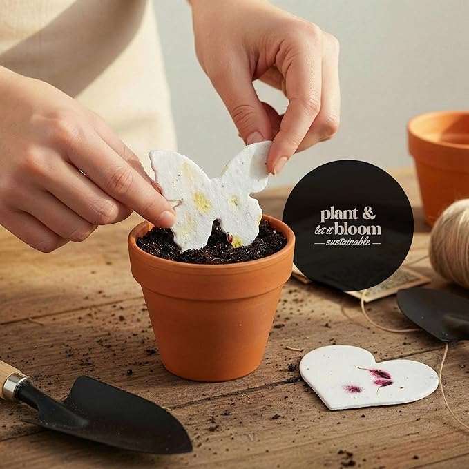 Combo Seed Paper - 24pcs Hearts & 24pcs Butterflies, Writable & Plantable Wildflower Gifts for Mom this Mother’s Day, Use for Shower Favors Weddings, Heart Party Favors or Easter Decorations