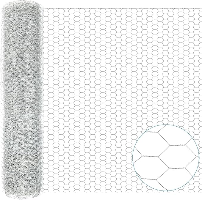60 in X 200 ft Chicken Wire Fencing Metal Floral Chicken Wire Fence for Crafts 1 Inch Hexagonal Galvanized Poultry Wire Netting for Chicken Coop Barrier Rabbit Cage