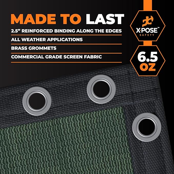 Xpose Safety Privacy Fence Screen 4’ x 50’ (6 Pack) – Heavy Duty Green Mesh with 90% Visibility Block, UV Protection – for Garden, Yard, Nursery, Kennel, Dog Run, Greenhouse