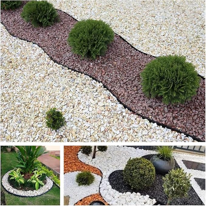 A ANLEOLIFE 60FT Plastic Landscape Edging, 2" Tall No-Dig Black Garden Border with 72 Spikes, Heavy-Duty Flexible Lawn Coil, Grass Barrier & Easy Install