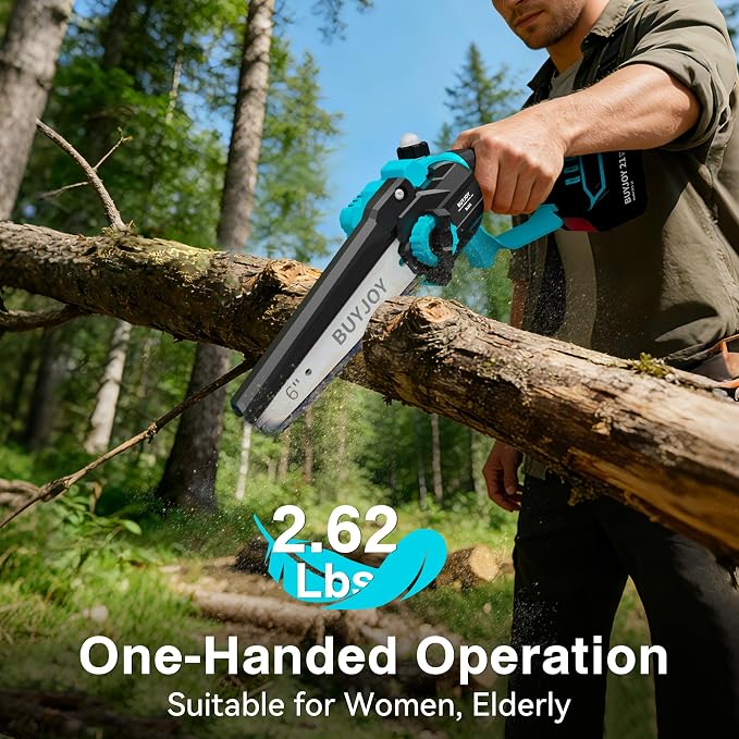 2-in-1 Electric Pole Saws for Tree Trimming, 6 Inch Mini Chainsaw Cordless with Extension Pole, 2 x 4000mAh Batteries,Battery Powered Pole Chain Saw, Tree Trimmer Limb Branch Cutter Pruner