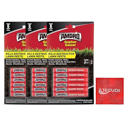 Amdro Gopher Gasser Bundle Pack – 3 Packs of Gopher Gassers (6 Per Pack) with Professional Contractor Tips – Rodent Control for Lawns, Gardens & Golf Courses – Outdoor Use Only (3)