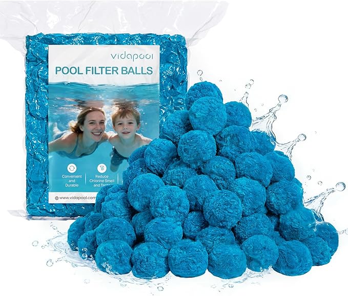 4.6 lbs Pool Filter Balls for Sand Filters, Reusable Blue Filter Media Balls for All Sand Filter Systems, Efficient & Lightweight Pool Sand Filter Balls, Replaces 150 lbs Pool Filter Sand