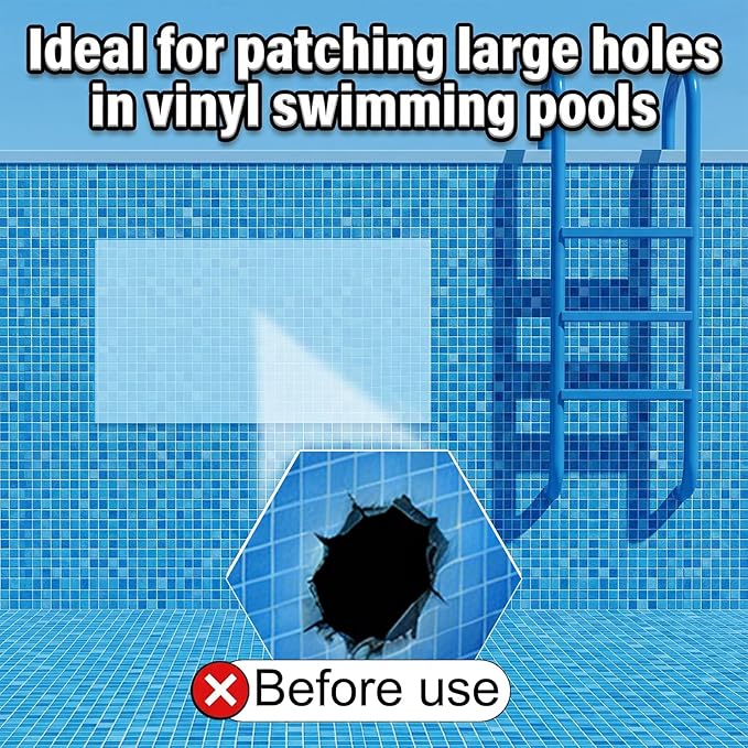 Extra Large Pool Liner Repair Patch, 2.79 x 4.1 Ft Self-Adhesive TPU Waterproof Patch Repair Kit for Above Ground Pools, Inflatable Pools, Pool Floats, Bounce Houses