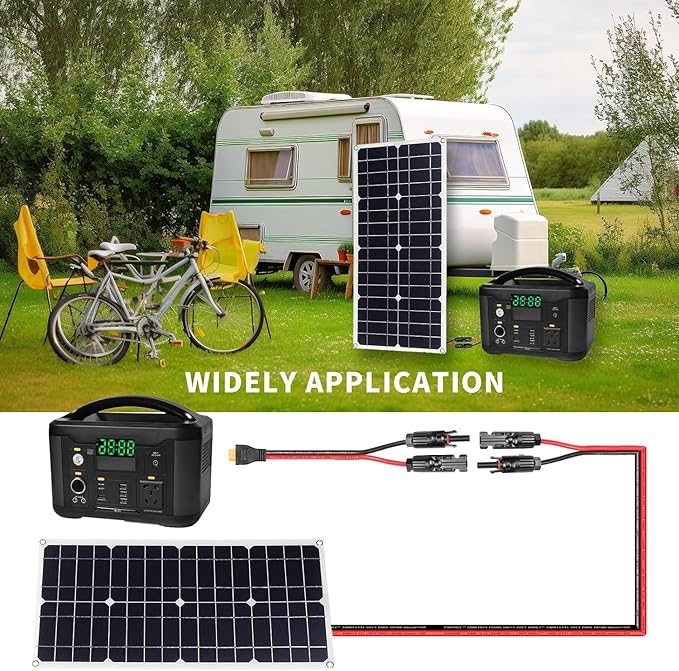 Ansoufien Solar Panel Connector to XT60 Connector Cable 30FT, 10AWG Solar to XT60 Charge Extension Cable XT60 (Plug Female) Cable for RV Folding Solar Panel, Portable Power Station, Solar Generator
