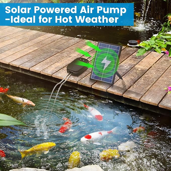 NFESOLAR 8W Solar Pond Aerator with 4400mAh Battery Backup, All-in-One Solar Air Pump, 24/7 Continuous Oxygenation, Quiet Operation, 3 Modes Bubbler, Portable for Small Ponds & Fish Tanks