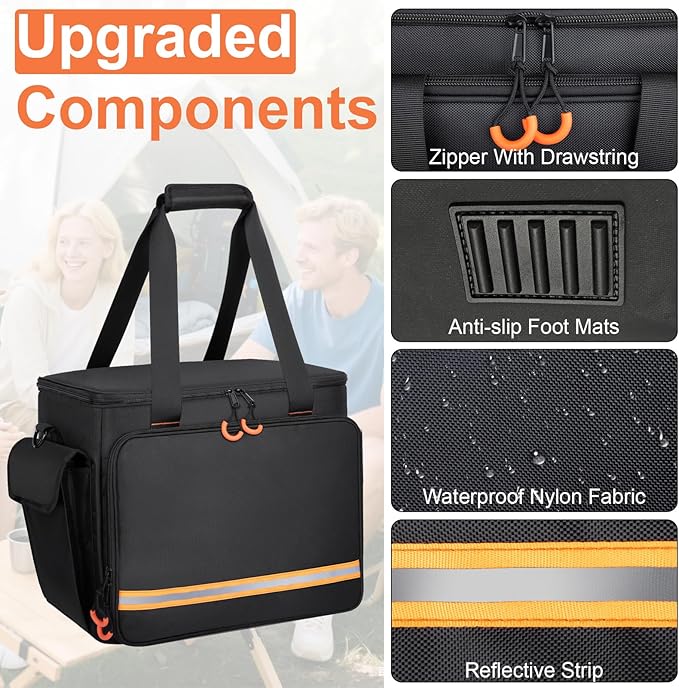 Portable Station Bag Compatible with Jackery Explorer 2000 v2, with Plenty of Room for Accessories, Waterproof and Non-slip Bottom, and Abrasion-resistant Nylon Fabric