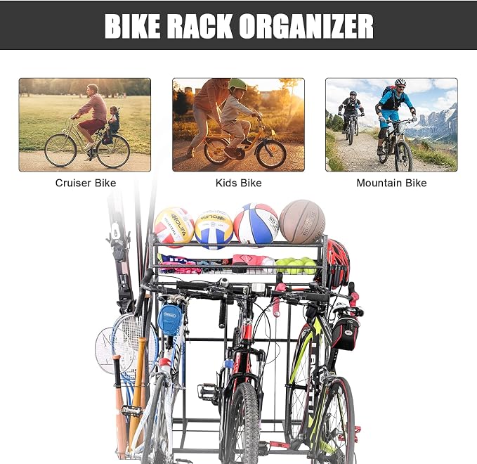 Mythinglogic Garden Alloy Steel Tool Organizer for Garage, Garage Bike Rack Storage Organizer