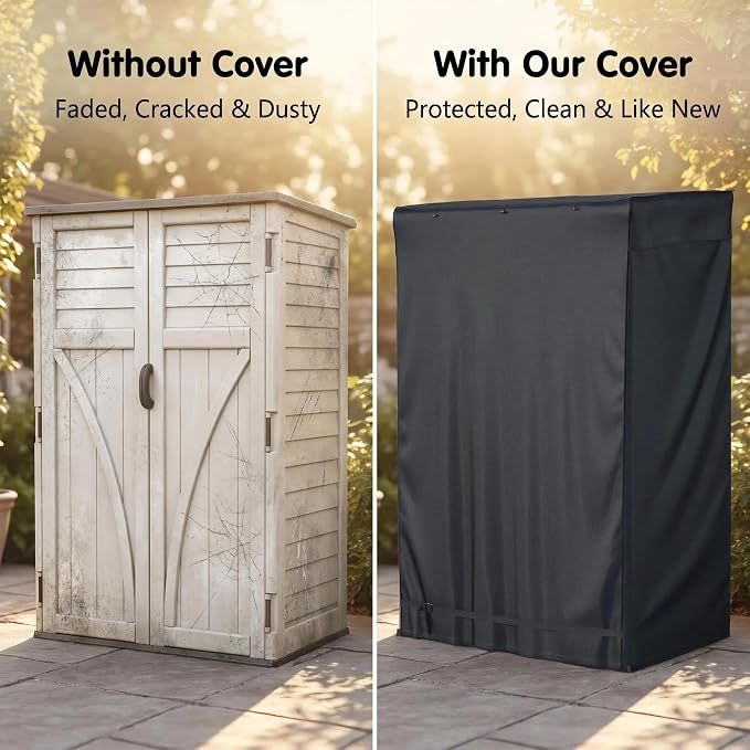 Outdoor Storage Shed Cover 54"x34"x72" - Waterproof UV-Resistant Dustproof Cabinet Cover for Suncast Sheds, Black (Cover Only)