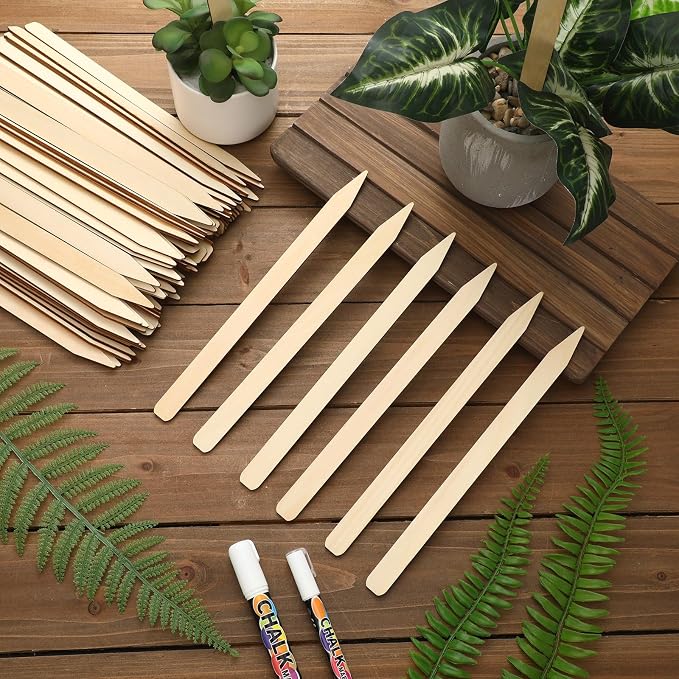 Weysat 200 Pcs 12" Wood Plant Labels for Field or Containers Plant Tags Wood Garden Labels for Seedling Stakes Markers Nursery Seed Tags with Smooth Surface for Pot Herbs Flowers Vegetables (Natural)