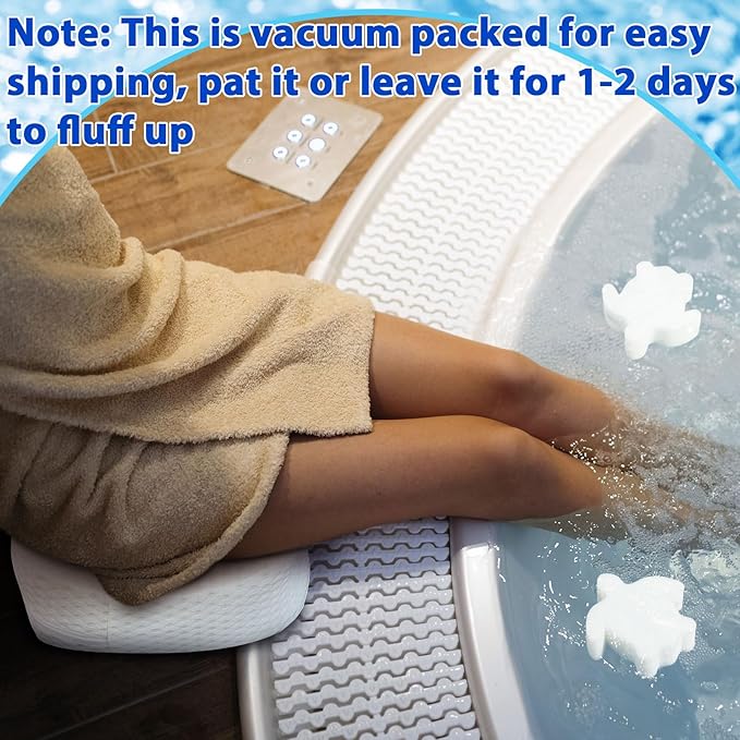 Tinideya 2 Pcs Hot Tub Booster Seat for Adults with Suction Cups and 4 Pcs Hot Tub Sponge Air Mesh Portable 15 x 12 x 5 Inch Seats Washable Inflatable Accessories for Spa Cushion(White)