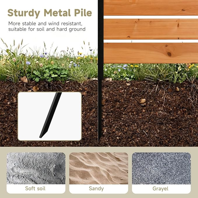 Wooden Privacy Fence, Outdoor Privacy Screen, Porch and Terrace Privacy Wall, Trash Can and Air Conditioner Concealment (Reddish Brown)