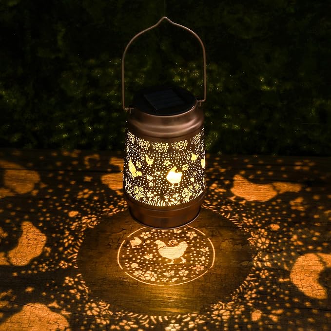 Chicken Solar Lanterns Outdoor Waterproof, Chicken Gifts for Women Farmhouse Lovers Hanging Solar Lights for Outside, Decorative Light for Garden Patio Porch Yard Decor