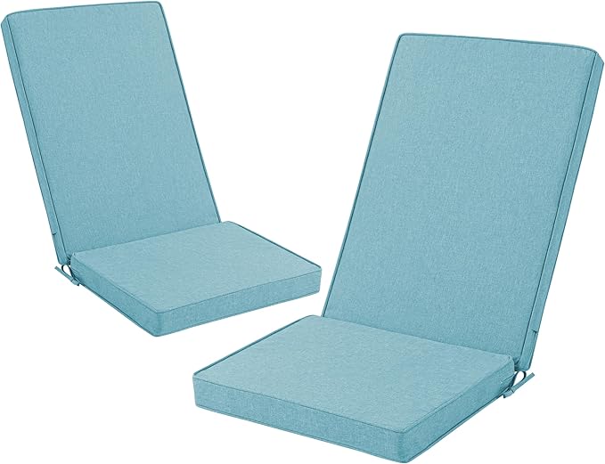 Adirondack Chair Cushions Set of 2 - Removable Covers, Water-Repellent & Fade-Resistant Faux Linen, Securing Straps, Non-Slip Bottom, Fit for Most Outdoor Adirondack & Rocking Chairs - Teal