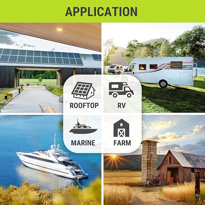 Newpowa 10BB 200W 24V Monocrystalline 200 Watt 24Volt Solar Panel Designed for 24V Charge System Off Grid, High Efficiency Mono Module RV Marine Boat Off Grid (200W New)