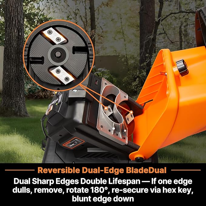 LawnMaster Wood Chipper, 15 Amp Electric Wood Chipper Shredder with Collection Bin, 1.8-Inch Cutting Diameter Max 16:1 Reduction-FD1504