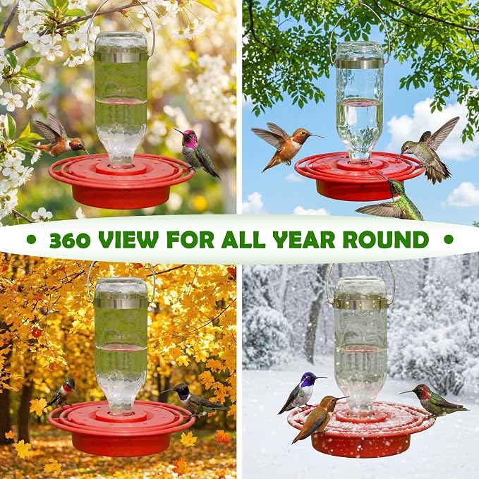LemonRoad 2 Sets Hummingbird Feeder Replacement Bottom Set Red Plastic Base Outdoors Feeder Bottom Compatible with Best 1 Hummingbird Feeders(No Bottles)