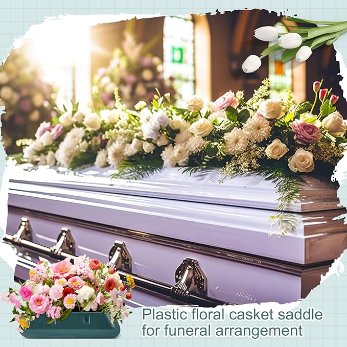 Jingmore 3 Pcs Plastic Floral Casket Saddle 2.75'' x 11.25'' x 12.75'' with 3 Floral Foam Blocks Casket Spray Funeral Flowers for Funeral Arrangements Craft Cemetery Decor Honoring a Life Home