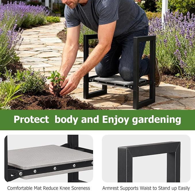 LLARGUEST Garden Kneeler and Seat,Heavy Duty Foldable Kneeling Chair with Handle,Comfortable Wide 12" Garden Kneeling Pad, Gardening Gifts for Seniors Outdoor Planting, Camping, Fishing