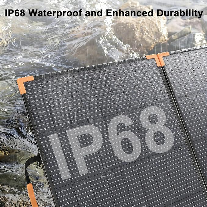 100 Watt Bifacial Portable Solar Panel for Power Station, 20V Foldable Solar Charger with IP68 Waterproof, 23.5% High Efficiency with 2 Reinforced Kickstands for Camping RV Off-Grid Blackouts