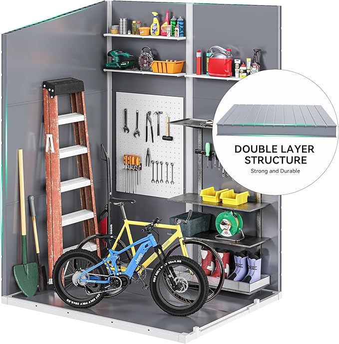 DWVO 5x4 FT Outdoor Storage Shed with Reinforced Floor, All-Weather Resin Storage Shed with Lockable Door & Window, Waterproof Plastic Tool Storage for Garden, Backyard, Patio, Lawn
