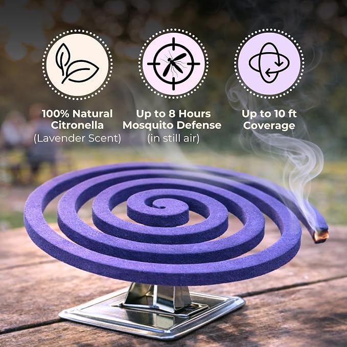 KING Mosquito Coils Outdoor Patio (Lavender & Citronella) – Hawaii’s #1 Natural Mosquito Coil Incense – up to 8 Hours (10 Coils)