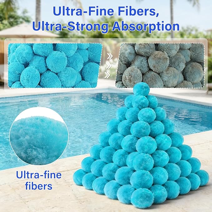 Pool Filter Balls for Sand-Filter,Eco-Friendly Fiber Filter Media for Swimming Pool Sand Filters,3.1 Lbs Reusable Sand Filter Ball for Pool Cleaning(Equals 100 lbs Pool Filter Sand)