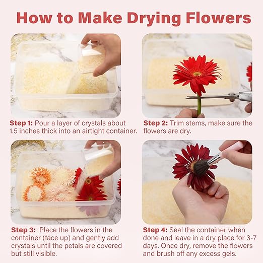 LotFancy Silica Gel Flower Drying, 6 LBS Color Indicating Silica Crystals for Wedding Bouquet Preservation DIY Crafts, Reusable