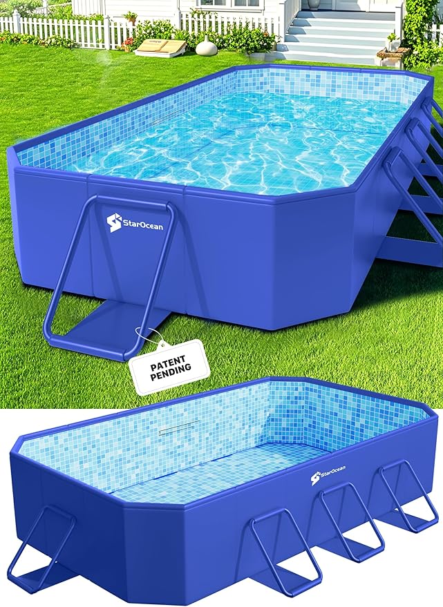StarOcean 2026 Large Foldable Pool,Non-Inflatable Swimming Pool for Kid,Adult Collapsible Pool Hard Plastic,Overthickened Extra Large Foldable Pool,Portable Folding Kid Pool for Backyard,90"x50"x20"