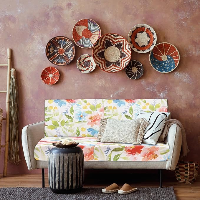 Newwiee 12 Pcs Patio Cushion Covers Outdoor Stretch Sofa Couch Cover Replacement Couch Slipcover Sofa Seat Chair Porch Patio Furniture Protector, Flexibility Washable(Watercolor,Flower)