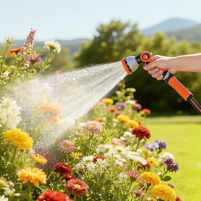 VEVOR Garden Hose, 150 ft 5/8" Heavy Duty Rubber Water Hose with 10 Mode Nozzle, 150PSI Working & 600PSI Burst, Flexible & Non-kink Outdoor Waterhose with 3/4" Fitting, Lightweight Hoses for Gardening