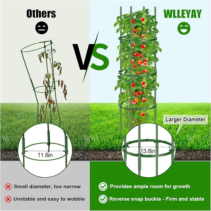 Garden Trellis, New Widened 3 Pack Tomato Cage For Garden, Up To 57'' Heavy-Duty Plant Support Tomato Trellis, Adjustable Height Tomato Stakes,Climbing Vines Flowers Stands Cucumber Trellis Plant Cage