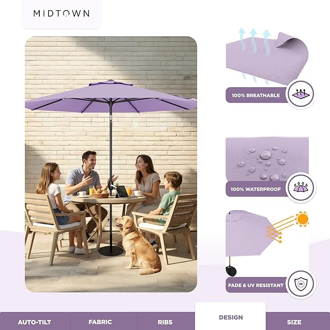 The Lean Patio Umbrella (Terylast Fabric - Midtown Purple, 10 Foot)