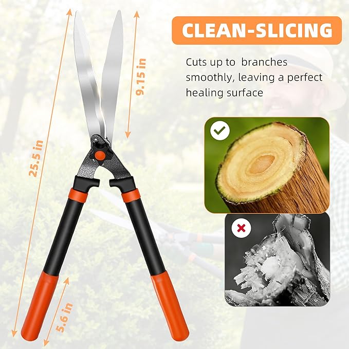 EWPJDK Loppers Hedge Shears & Pruners Combo Set 3-Piece Hedge Clippers, Heavy Duty Tree & Shrub Care Kit for Yard, Lawn & Garden, Professional Branch Cutter Tree Trimmer (Black)
