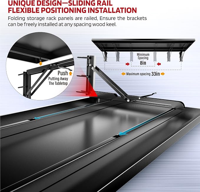 1.2x3FT Adjustable Garage Shelf Wall Mounted Fold Down Shelf Metal Heavy Duty Black 2Pack