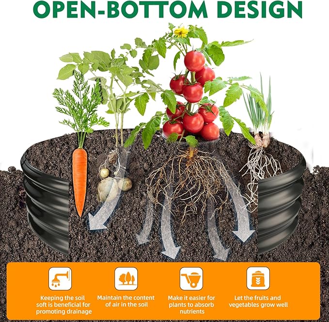 TBMLC 60" Round Galvanized Steel Fire Ring Pit for Backyard,Camping,Bonfire; Round Steel Raised Garden Bed Kit,Metal Raised Garden Box for Outdoor Gardening and Planting (5x5x1FT)