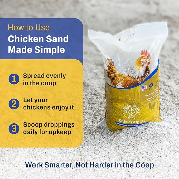 Premium Chicken Sand 50 lbs (4-Pack) – Dust-Free, Odor-Control Bedding for Chicken Coops, Nesting Boxes, and Runs – Natural Poultry Litter, 200 lbs Total