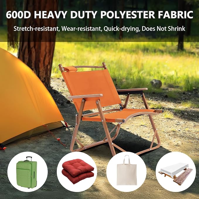 Canvas Fabric by The Yard, 58inch 600D Waterpoof Upholstery Material Polyester Fabric Outdoor Water Resistant Fabric for Sewing Chair Patio Cushion Bag Interior, Pre Cut 1 Yard Orange