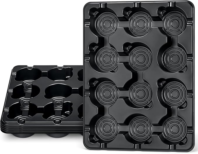 homenote 4 Inch Seed Starting Trays 5 Pack, 12-Cell Seedling Starter Trays for Indoor Outdoor Growing, Plant Starter Germination Trays for Pots Seedlings 4" Opening Compatible Pots