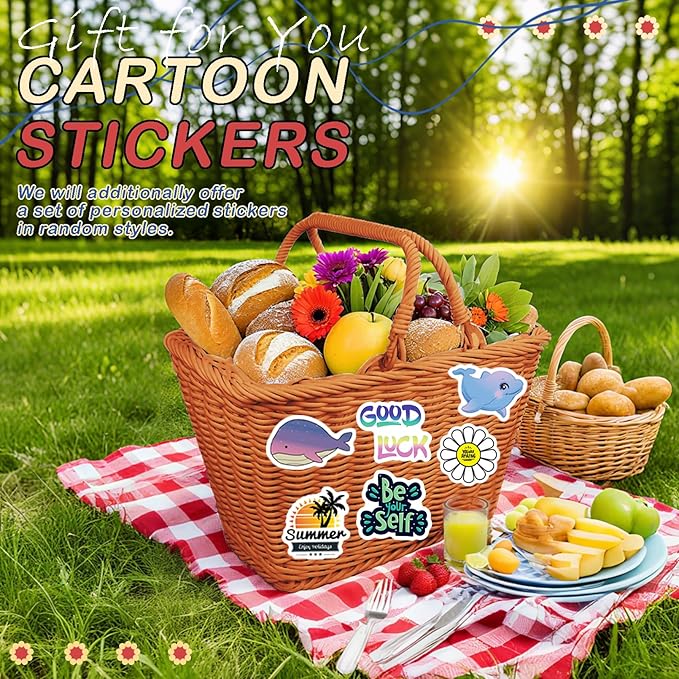 Wicker Picnic Basket for Kids, Small Woven Rattan Basket with Handles Brown Garden Harvest Hamper Basket Empty for Storage Toy Flower Wedding