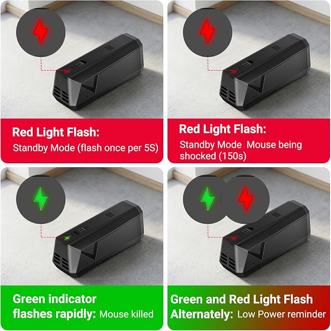 Electric Mouse Traps Indoor for Home, Reusable No-Touch Electronic Mouse Trap Zapper with Powerful Voltage Effectively Kills Mice in Living Rooms, Kitchens, Garages, and More