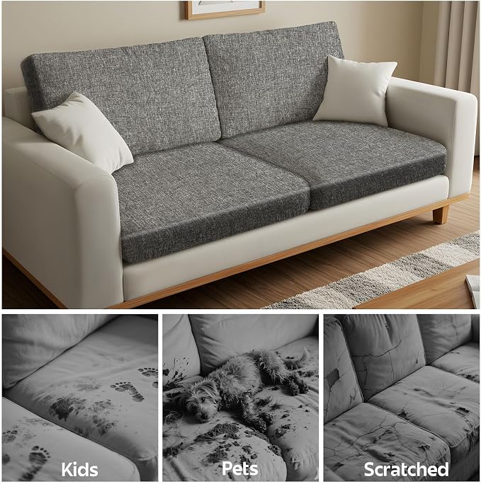 pickyNproud 4Pcs Patio Cushion Covers Stretch Outdoor Couch Cushions Slipcovers Replacement Washable Furniture Protector with Elastic Bottom Sofa Chair Seat Cover, Textured Charcoal Gray