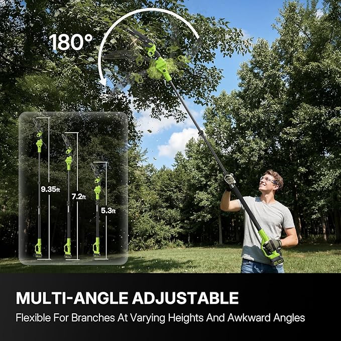 WORKIT 2-In-1 Electric Pole Saws for Tree Trimming, 6 Inch Mini Chainsaw Cordless with 2×4.0Ah Batteries, 14Ft Tree Trimmer Pole Saw, Electric Chainsaw with Auto Oiler, Tool-Free Tension