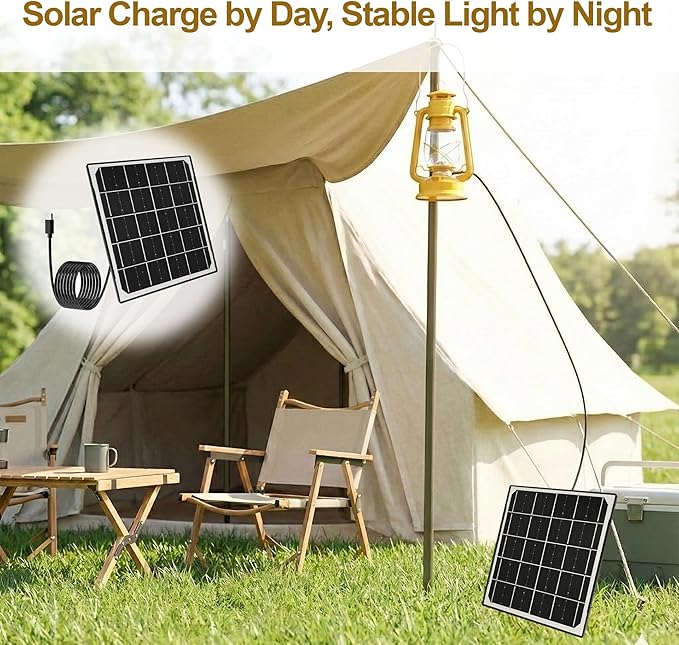 Eco-friendly 6W 5V Monocrystalline Solar Panel, Type-C Interface, IP66 Waterproof, 6.5-foot Cable, High Conversion Rate, Compatible with Various Electronic Devices