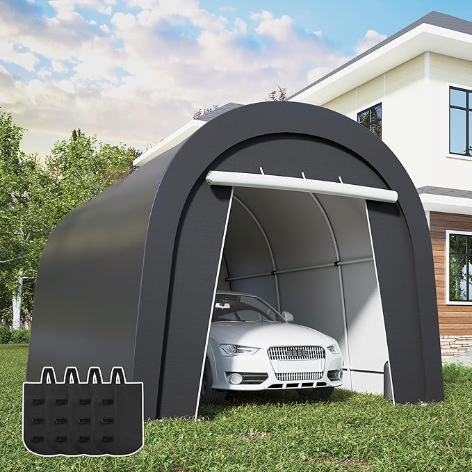 Wisteria Lane Heavy Duty Carport with 4 Cloth Bags, All-Weather Portable Garage with 2 Roll-up Doors, Car Canopy Storage Shelter Shed for Cars, Truck, or Garden Tools, 10' x 15'