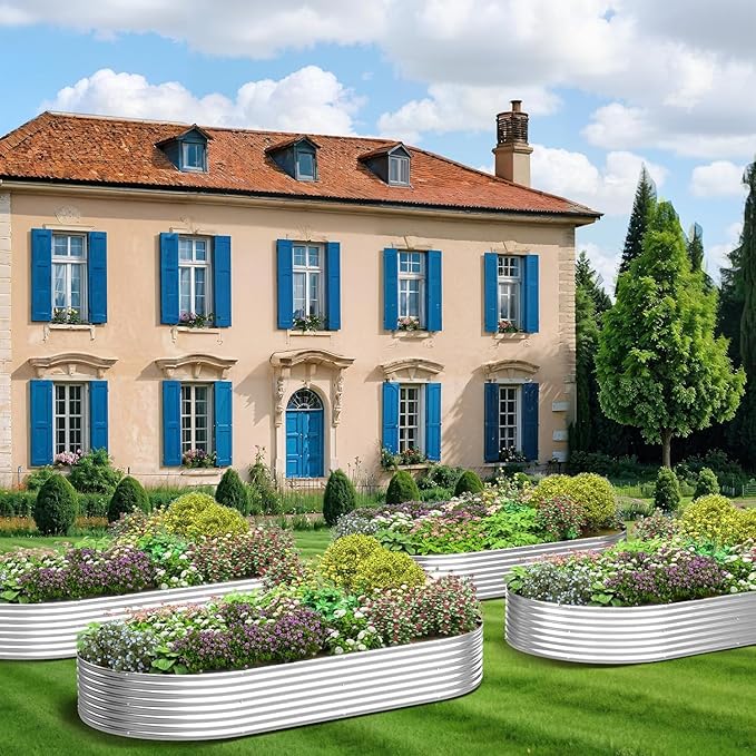 BTDVR 3 PCS Galvanized Raised Garden Bed Outdoor, Metal Raised Beds for Vegetables, Above Ground Garden Box for Flower, Steel Garden Bed for Gardening