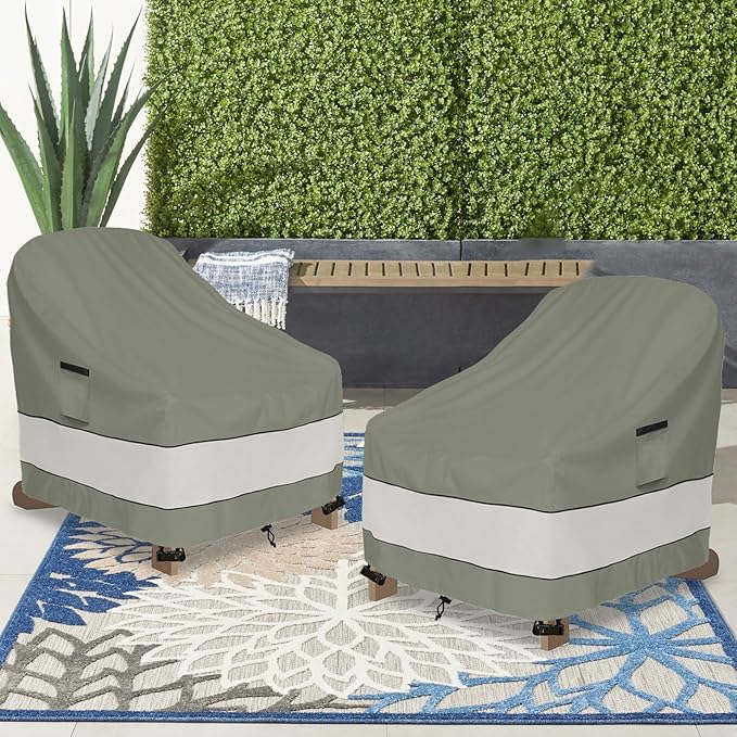 Outdoor Adirondack Chair Cover 2 Pack,Waterproof 100% Patio Chair Covers,32W x 35D x 36H inch,Patio Adirondack Chair Cover for Outdoor Chair -Grayish Green