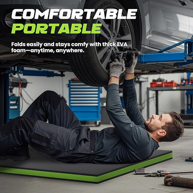 Foldable EVA Utility Mat with Handle & Strap, 47" × 15.8" High Density EVA Foam Kneeling Pad for Garage Work, Workshop Repair, Yard Tasks, Gardening